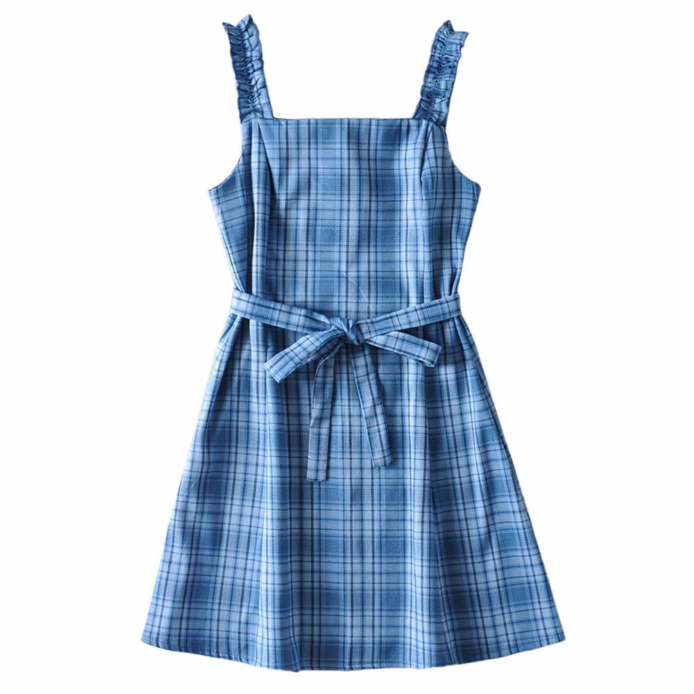Plaid Suspender Dress Fairy Super Fairy Waist Was Thinner