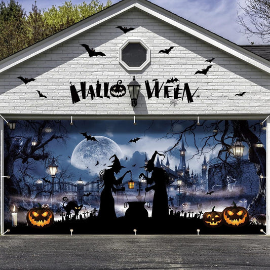 Halloween Garage Banner Evil Witch Yard Decoration Supplies