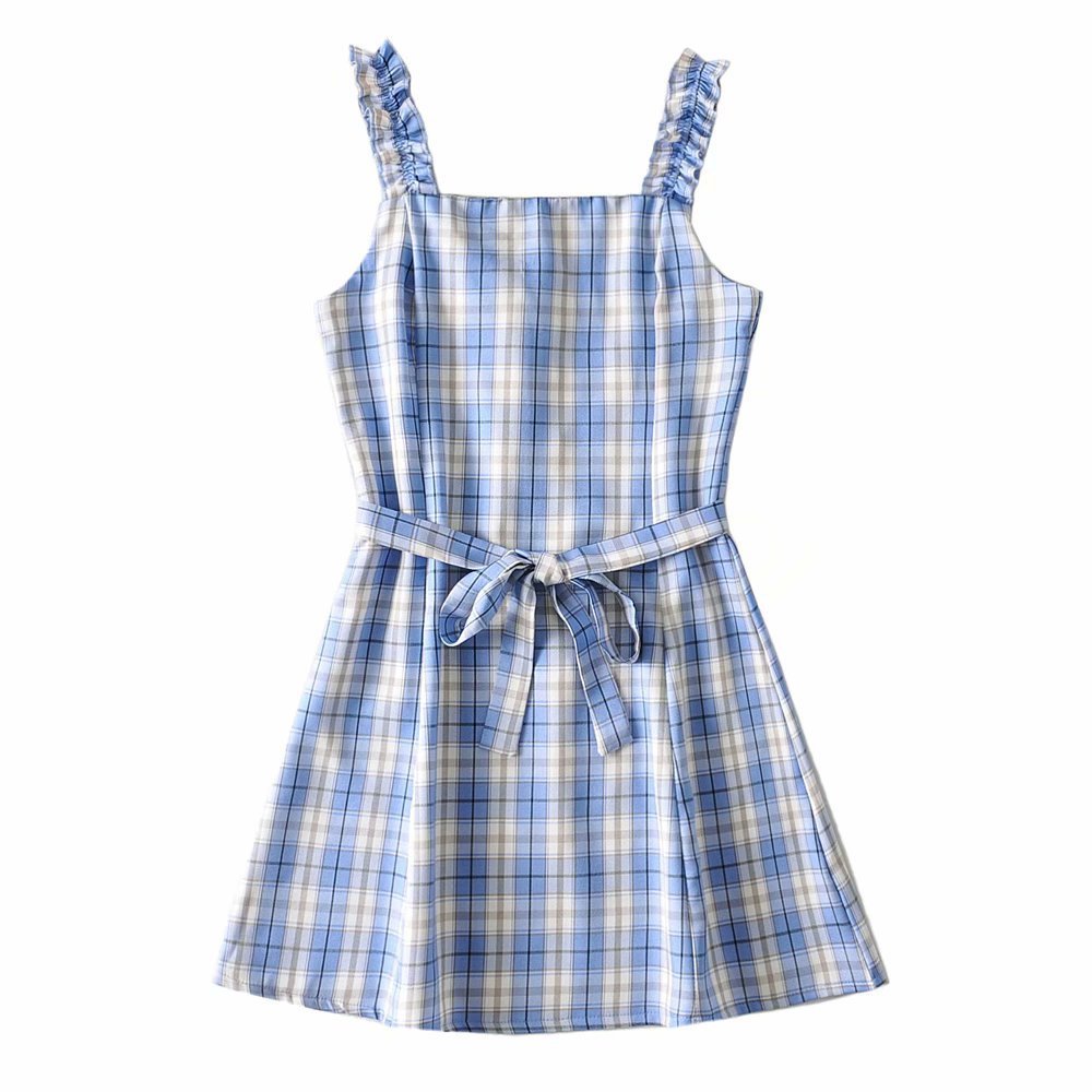 Plaid Suspender Dress Fairy Super Fairy Waist Was Thinner