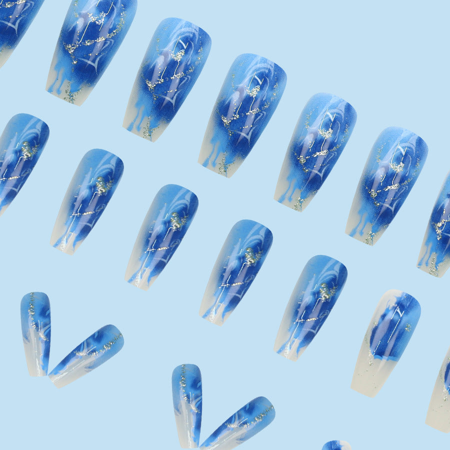 Gold Grain Water Pipe Nail Nail Patch Finished Product Cross-border Hot Selling 24 Pieces Wear Nail