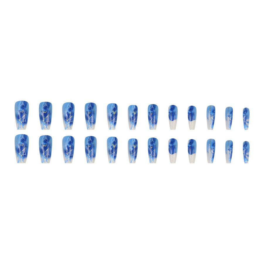 Gold Grain Water Pipe Nail Nail Patch Finished Product Cross-border Hot Selling 24 Pieces Wear Nail