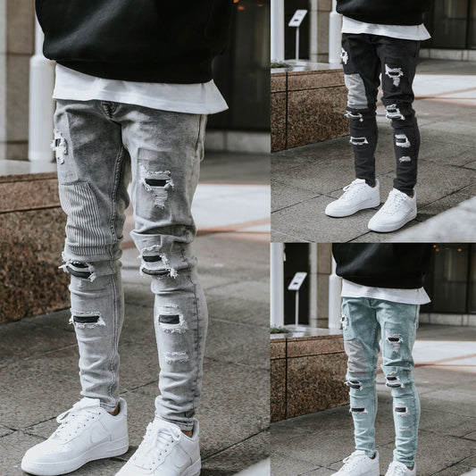 Jeans im used look mit vielen Details